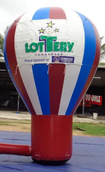 Brown Blue White Rooftop Ad Lottery Balloon - Advertising Balloons Gallery Image
