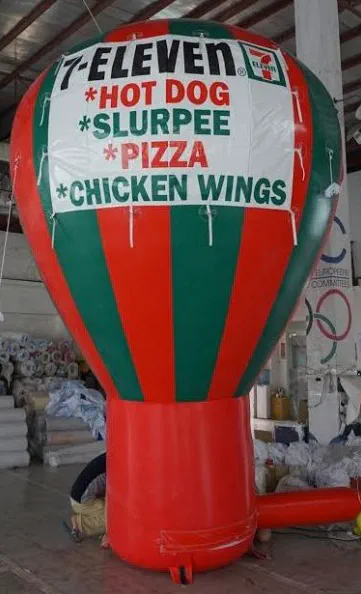 Green Red Rooftop Ad Eleven Hot Dog Balloon - Advertising Balloons Gallery Image