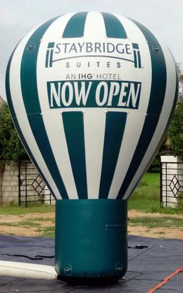 Green White Rooftop Ad Staybridge Now Open Balloon - Advertising Balloons Gallery Image