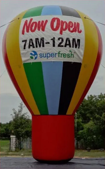 Green Yellow Red Black Rooftop Ad Now Open Balloon - Advertising Balloons Gallery Image