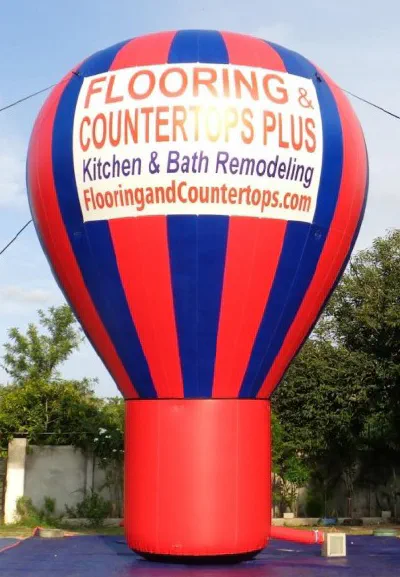 Red Purple Rooftop Ad Flooring Countertops Plus Balloon - Advertising Balloons Gallery Image