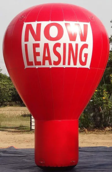 Red Rooftop Ad Now Leasing Balloon - Advertising Balloons Gallery Image