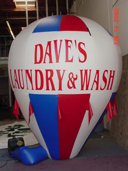 Red White Blue Rooftop Ad Daves Laundry Wash Balloon - Advertising Balloons Gallery Image