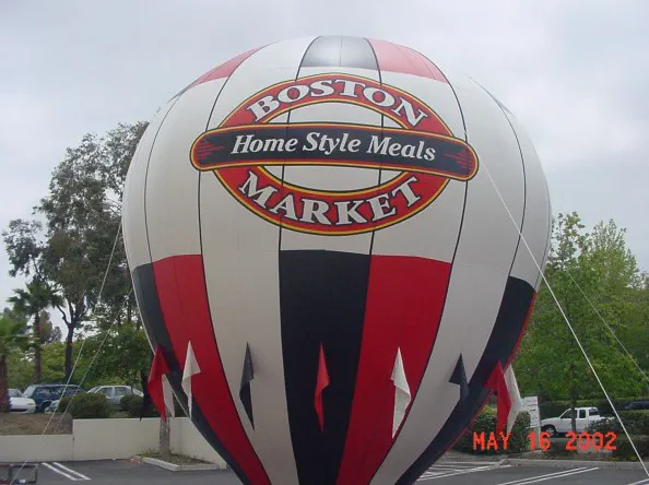 Red White Rooftop Ad Boston Home Style Meal Market Balloon - Advertising Balloons Gallery Image