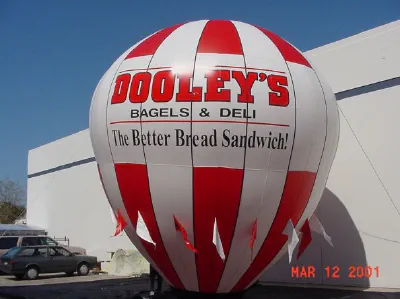 Red White Rooftop Ad Dooleys Bagels Deli Balloon - Advertising Balloons Gallery Image