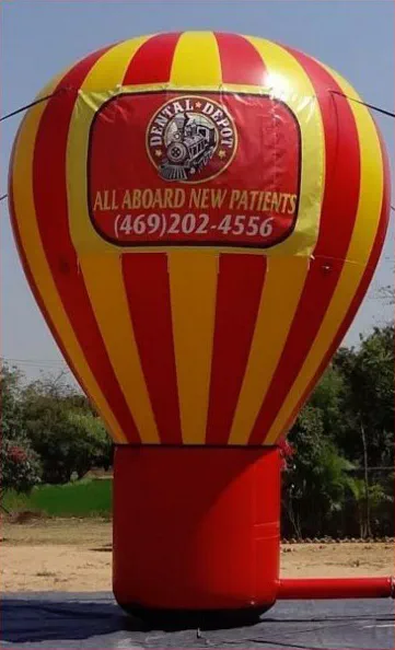 Red Yellow Rooftop Ad All Aboaed New Patients Balloon - Advertising Balloons Gallery Image