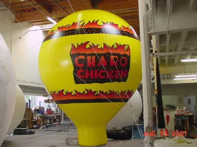 Yellow Red Rooftop Ad Charo Chicken Balloon - Advertising Balloons Gallery Image