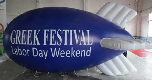 Blue Advertising Greek Festival Labor Day Weekend Blimp - Helium Blimps Gallery Image