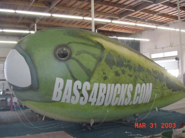 Green Advertising Bass4Bucks Blimp - Helium Blimps Gallery Image