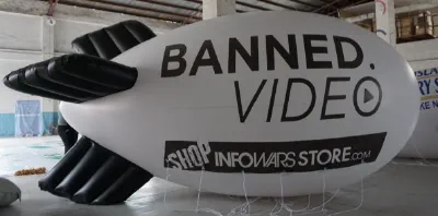 White Advertising Banned Video Blimp - Helium Blimps Gallery Image