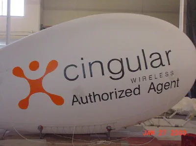 White Advertising Cingular Authorized Agent Blimp - Helium Blimps Gallery Image