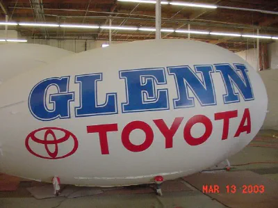 White Advertising Glenn Toyota Blimp - Helium Blimps Gallery Image