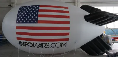 White Advertising Infowars Blimp - Helium Blimps Gallery Image