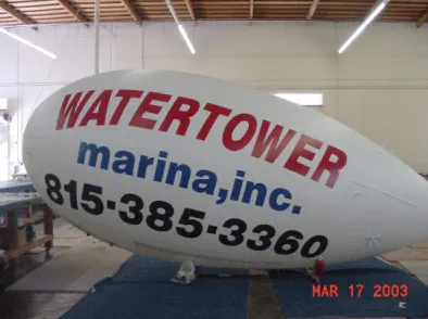 White Advertising Watertower Marina Blimp - Helium Blimps Gallery Image