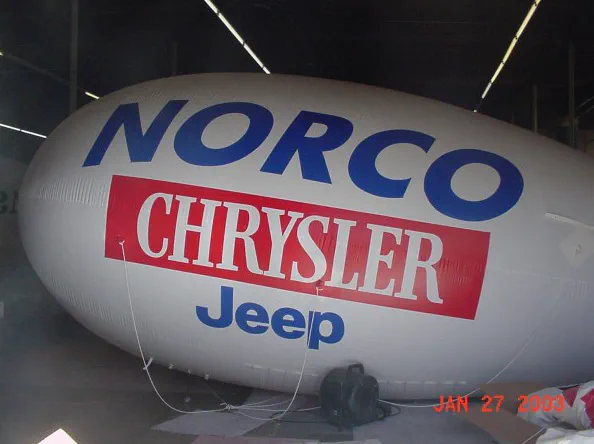 White Blue Advertising Norco Chrysler Jeep Blimp - Helium Blimps Gallery Image