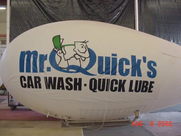 White Blue Advertising Quicks Car Wash Quick Lube Blimp - Helium Blimps Gallery Image