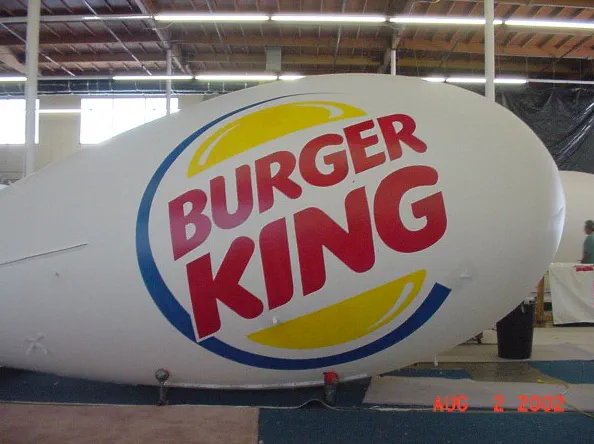 White Red Advertising Burger King Blimp - Helium Blimps Gallery Image