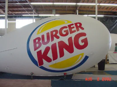 White Red Advertising Burger King Blimp - Helium Blimps Gallery Image