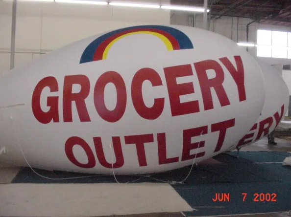 White Red Advertising Grocery Outlet Blimp - Helium Blimps Gallery Image