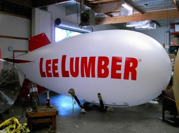White Red Advertising Lee Lumber Blimp - Helium Blimps Gallery Image