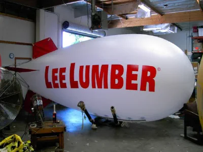White Red Advertising Lee Lumber Blimp - Helium Blimps Gallery Image