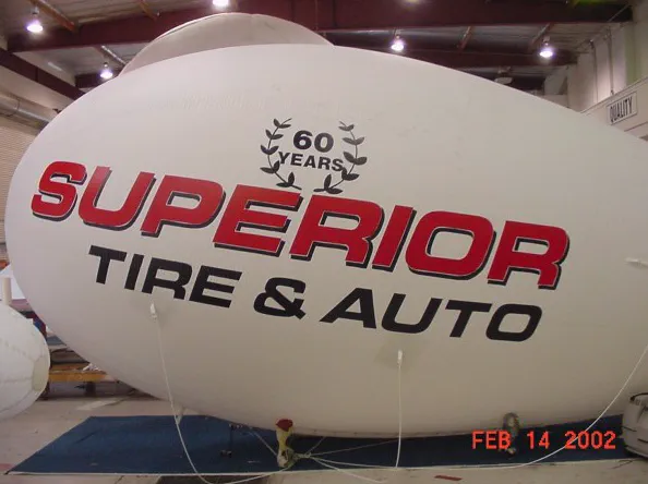 White Red Advertising Superior Tire Auto Blimp - Helium Blimps Gallery Image