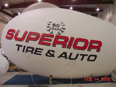 White Red Advertising Superior Tire Auto Blimp - Helium Blimps Gallery Image