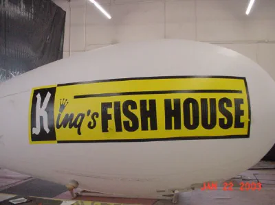 White Yellow Advertising Kings Fish House Blimp - Helium Blimps Gallery Image
