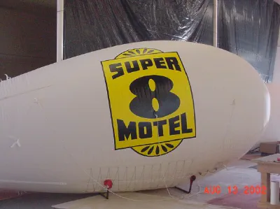 White Yellow Advertising Super Motel Blimp - Helium Blimps Gallery Image