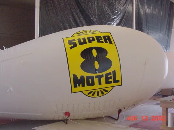 White Yellow Advertising Super Motel Blimp - Helium Blimps Gallery Image