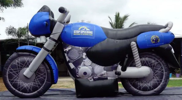 Black Blue Custom Stop Speeding Inflatable - Custom Inflatables Gallery Image
