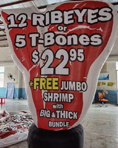 Black Red White Custom Ribeyes Bones Inflatable - Custom Inflatables Gallery Image