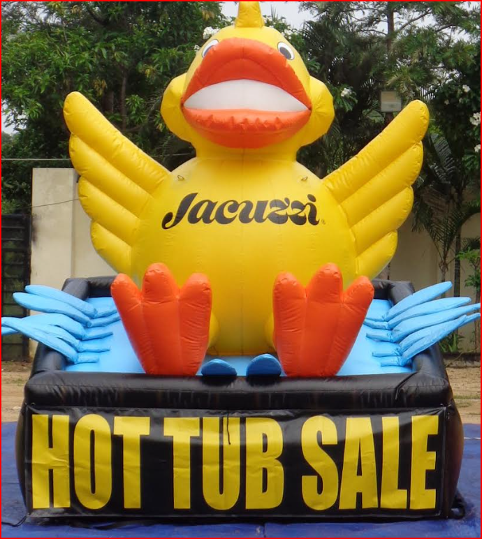 Custom Inflatable Duck in Tub with Hot Tub Sale Signage - Custom Inflatables Gallery Image