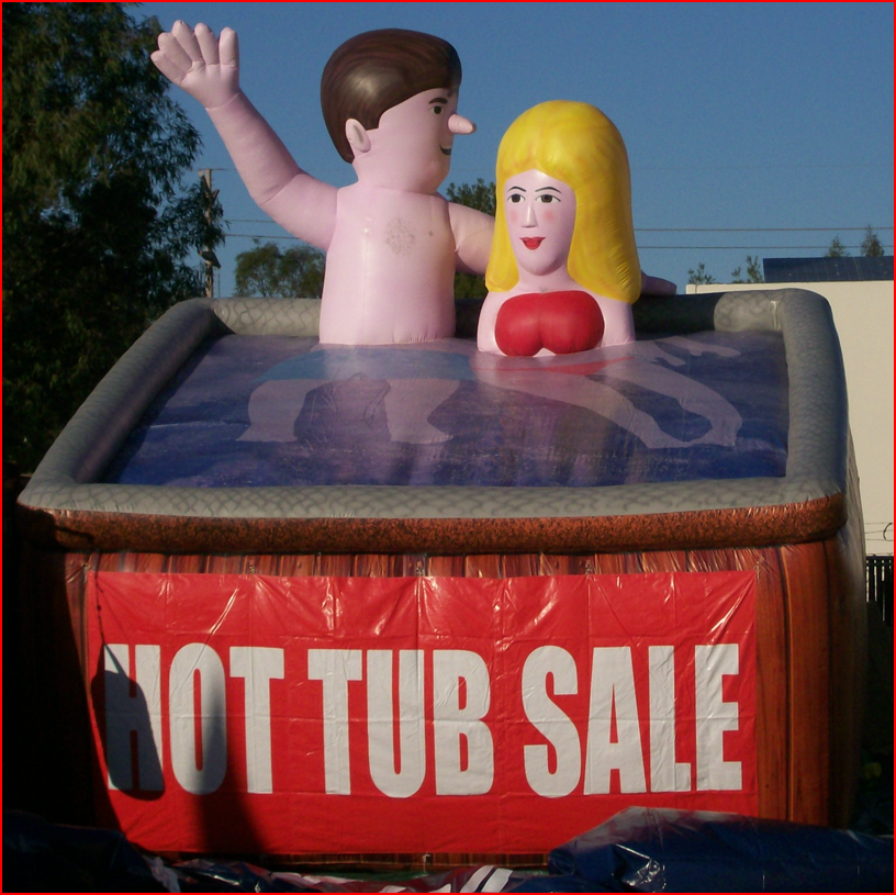Custom Inflatable Hot Tub Sale Display with Characters - Custom Inflatables Gallery Image