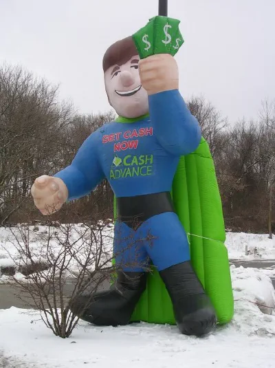 Green Blue Black Custom Get Cash Now Inflatable - Custom Inflatables Gallery Image
