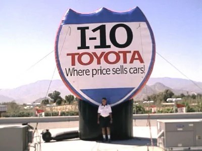 White Blue Custom I 10 Toyota Inflatable - Custom Inflatables Gallery Image