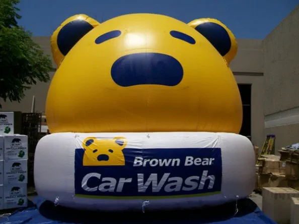 Yellow White Brown Bear Carwash Custom Inflatable - Custom Inflatables Gallery Image