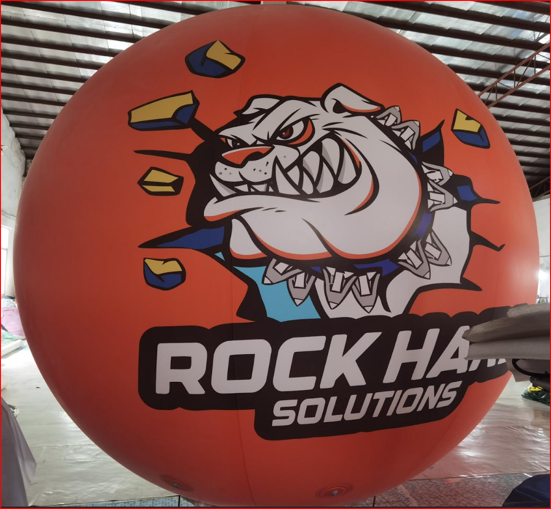 Construction Company Helium Sphere with Bulldog Mascot - Helium Spheres Gallery Image