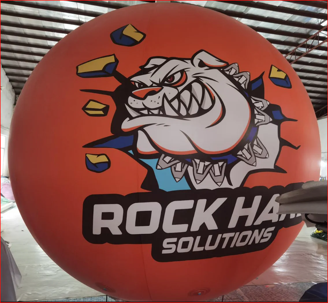 Construction Company Helium Sphere with Bulldog Mascot - Helium Spheres Gallery Image