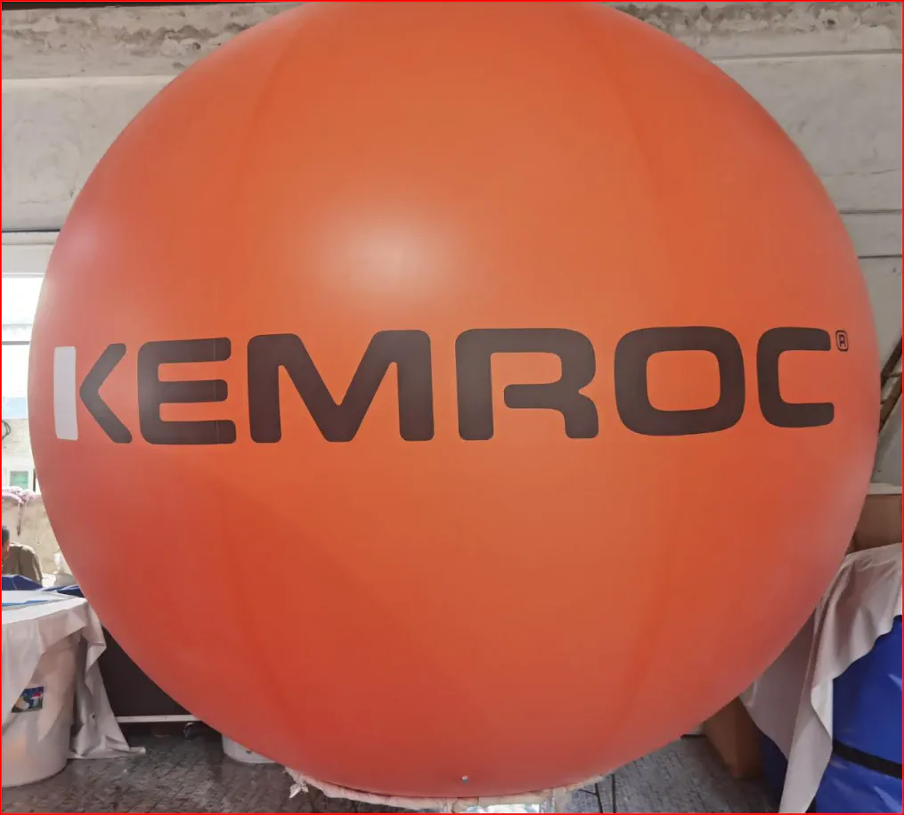 Orange Branded Helium Sphere for Construction Trade Show - Helium Spheres Gallery Image
