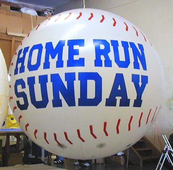 White Blue Helium Home Run Sunday Sphere - Helium Spheres Gallery Image