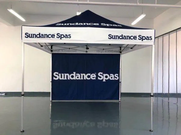 Black White Custom Sundance Spas Tent - Popup Tents Gallery Image