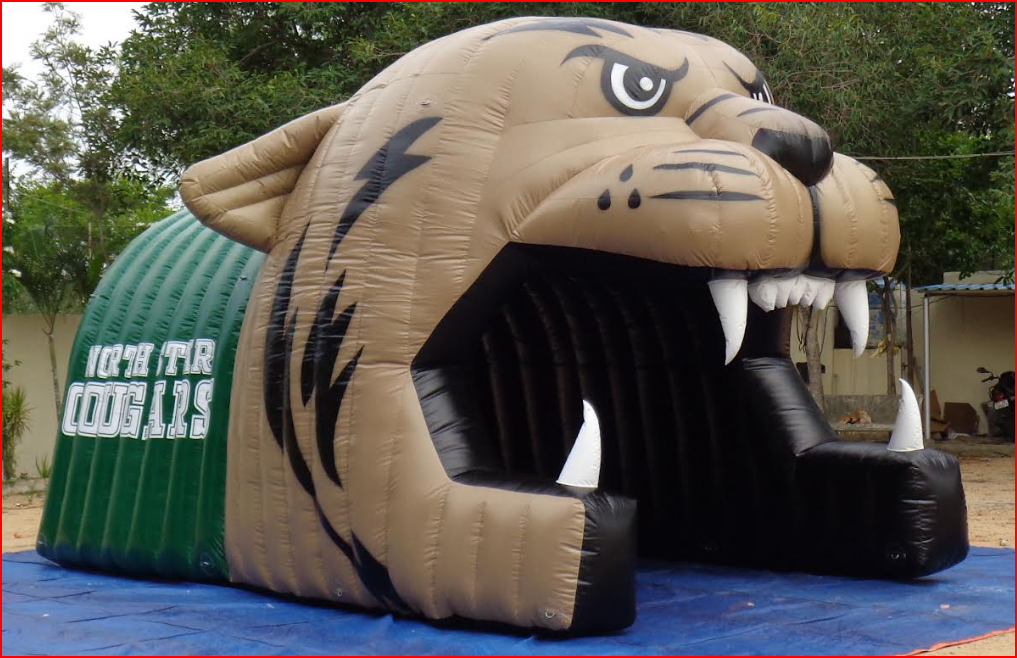 Cougars Mascot Football Tunnel Green and Tan - Football Tunnels Gallery Image