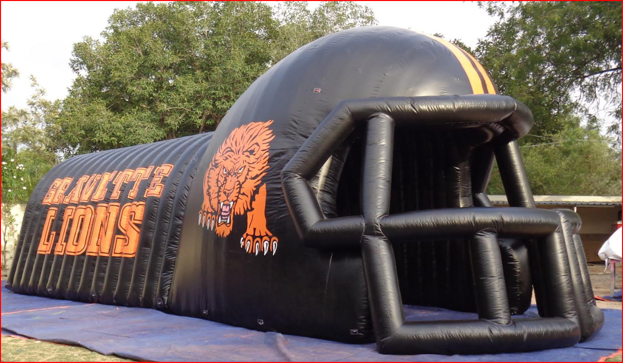 Gravette Lions Helmet and Mascot Football Tunnel Front View - Football Tunnels Gallery Image