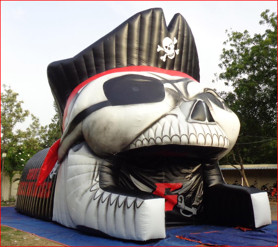 Pirate Skull Football Tunnel Side View with Eyepatch - Football Tunnels Gallery Image