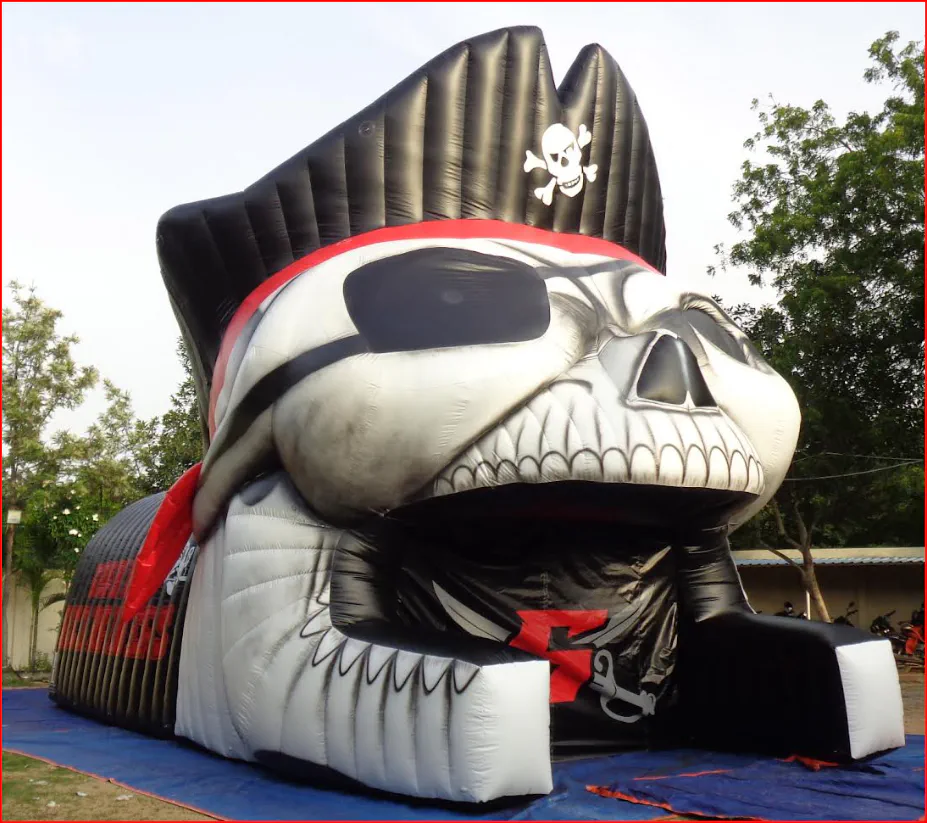 Pirate Skull Football Tunnel Side View with Eyepatch - Football Tunnels Gallery Image