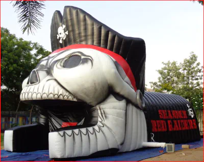 Pirate Skull Red Raiders Football Tunnel with Hat - Football Tunnels Gallery Image